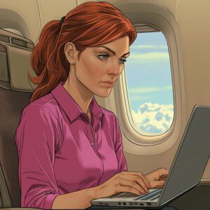 Fig1-Marnie-on-plane-answering-email-on-laptop